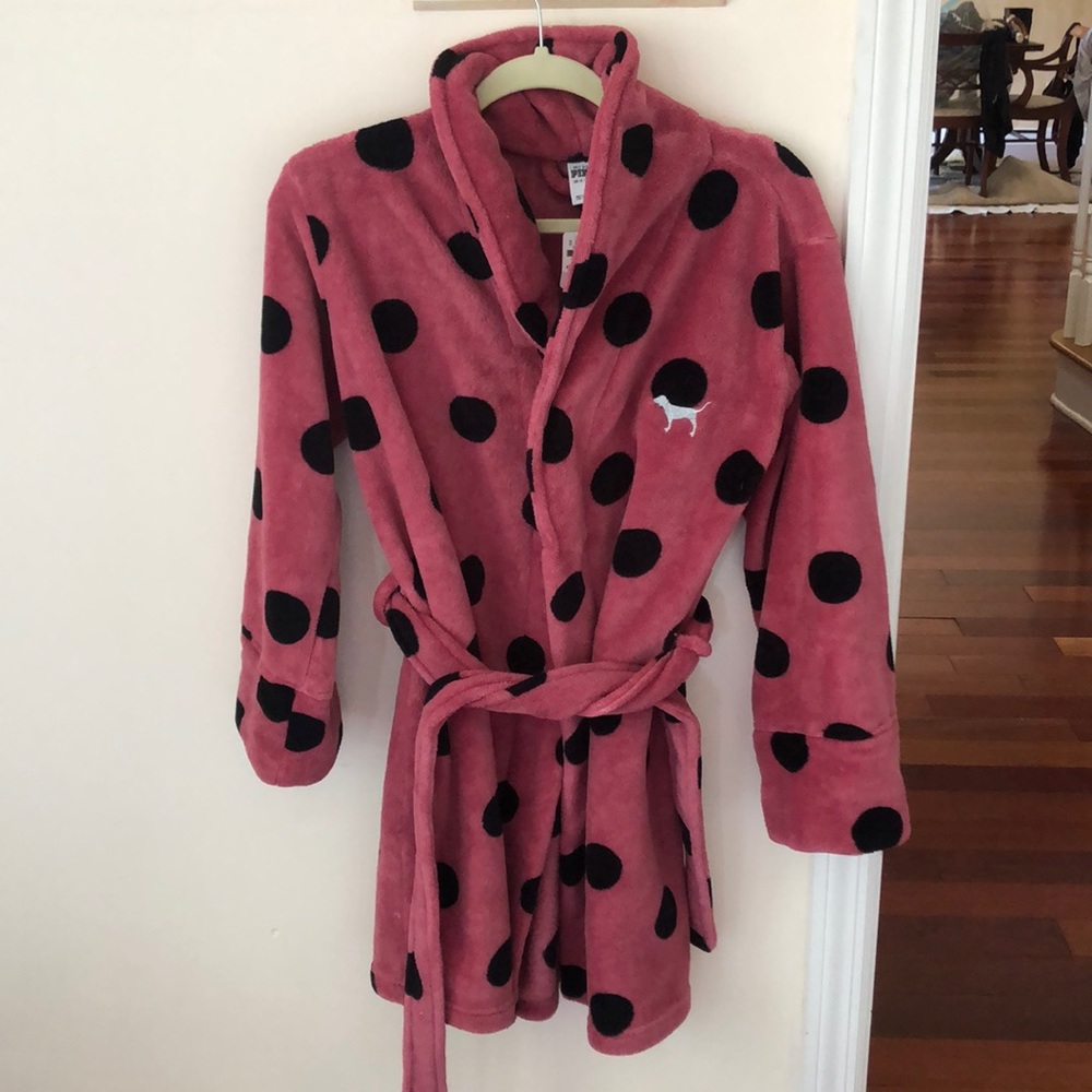 Cozy PINK Pink & Black Polka Dot Robe